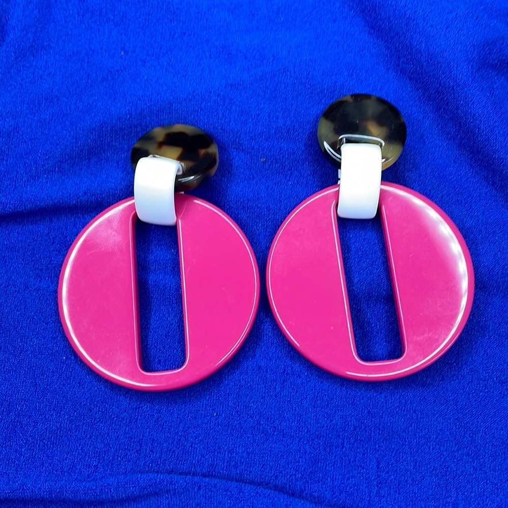 Italian Made Magenta Large Hoop Clip-On Earring